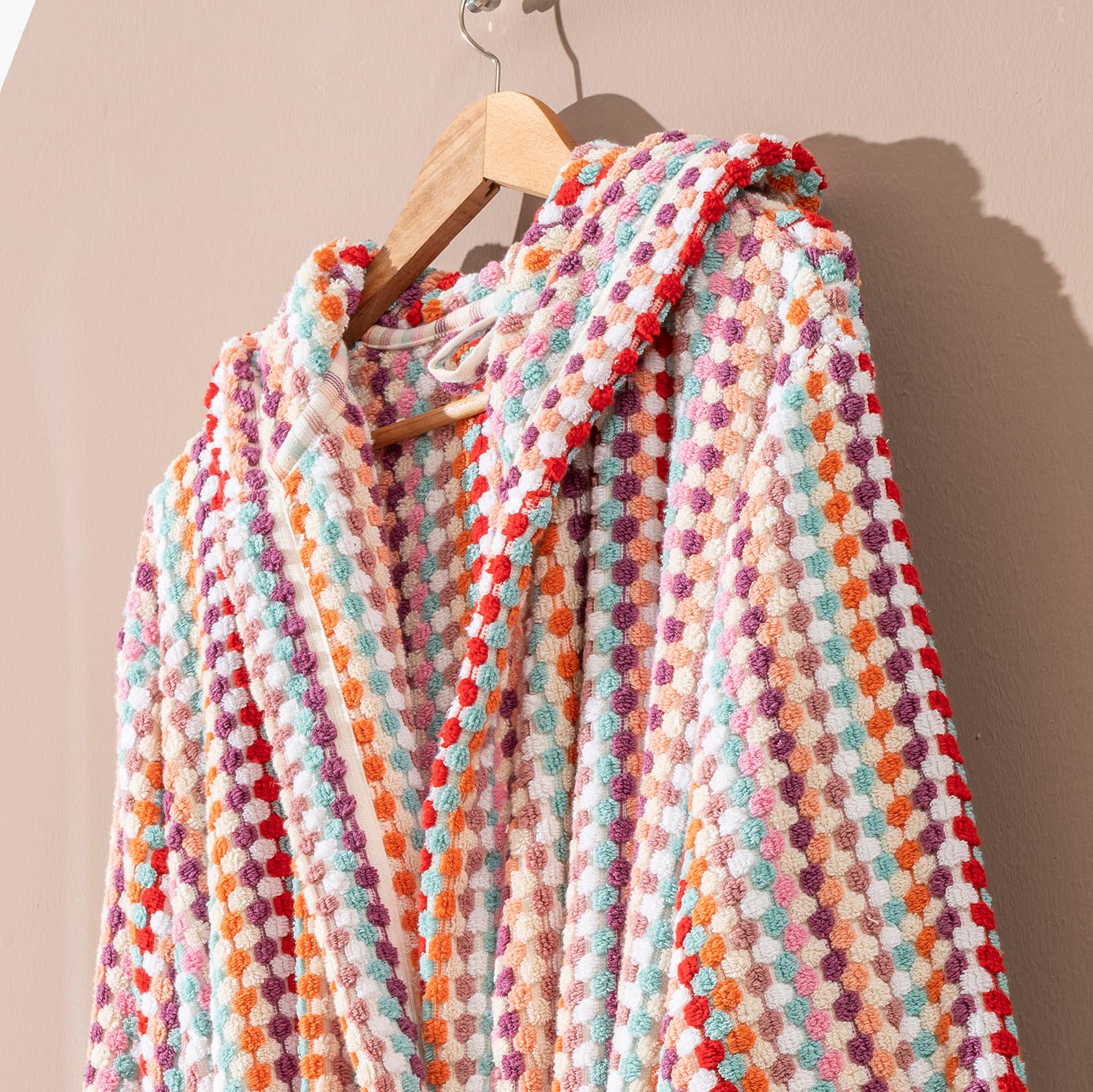Kikoya - Pompom Bubble Turkish Cotton Bathrobe (Multi-Pinky)