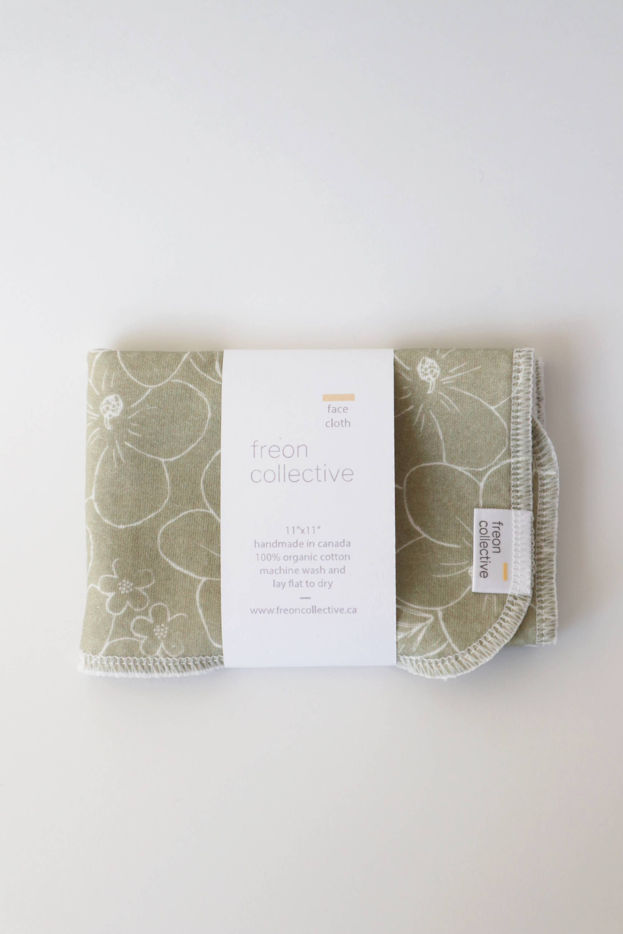 Freon Collective - Organic Cotton Face Cloth - Olive Florals