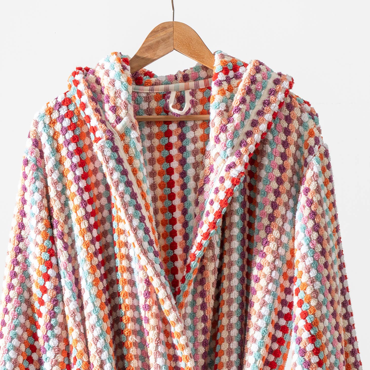 Kikoya - Pompom Bubble Turkish Cotton Bathrobe (Multi-Pinky)
