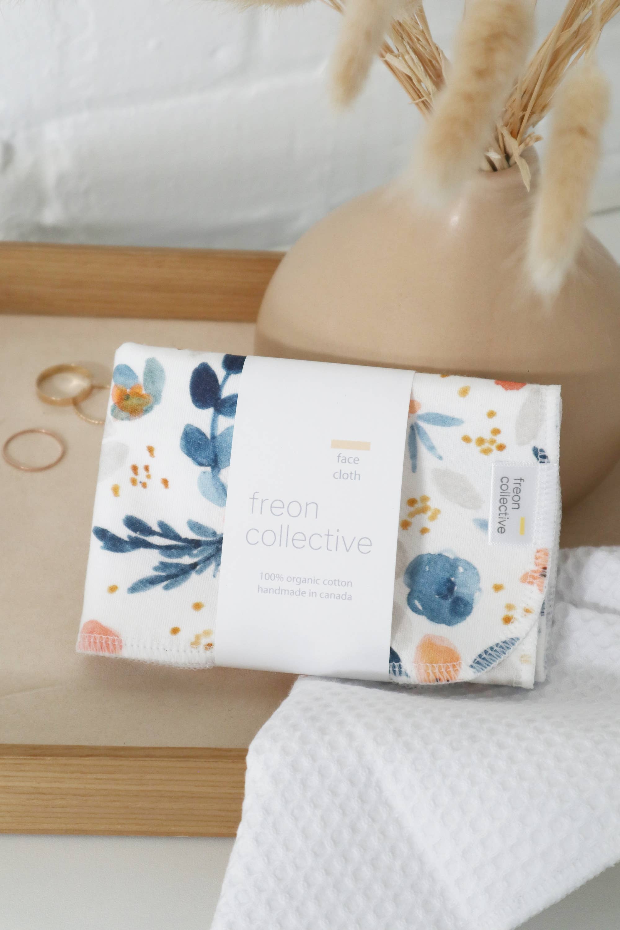 Freon Collective - Organic Cotton Face Cloth - Fawn Florals