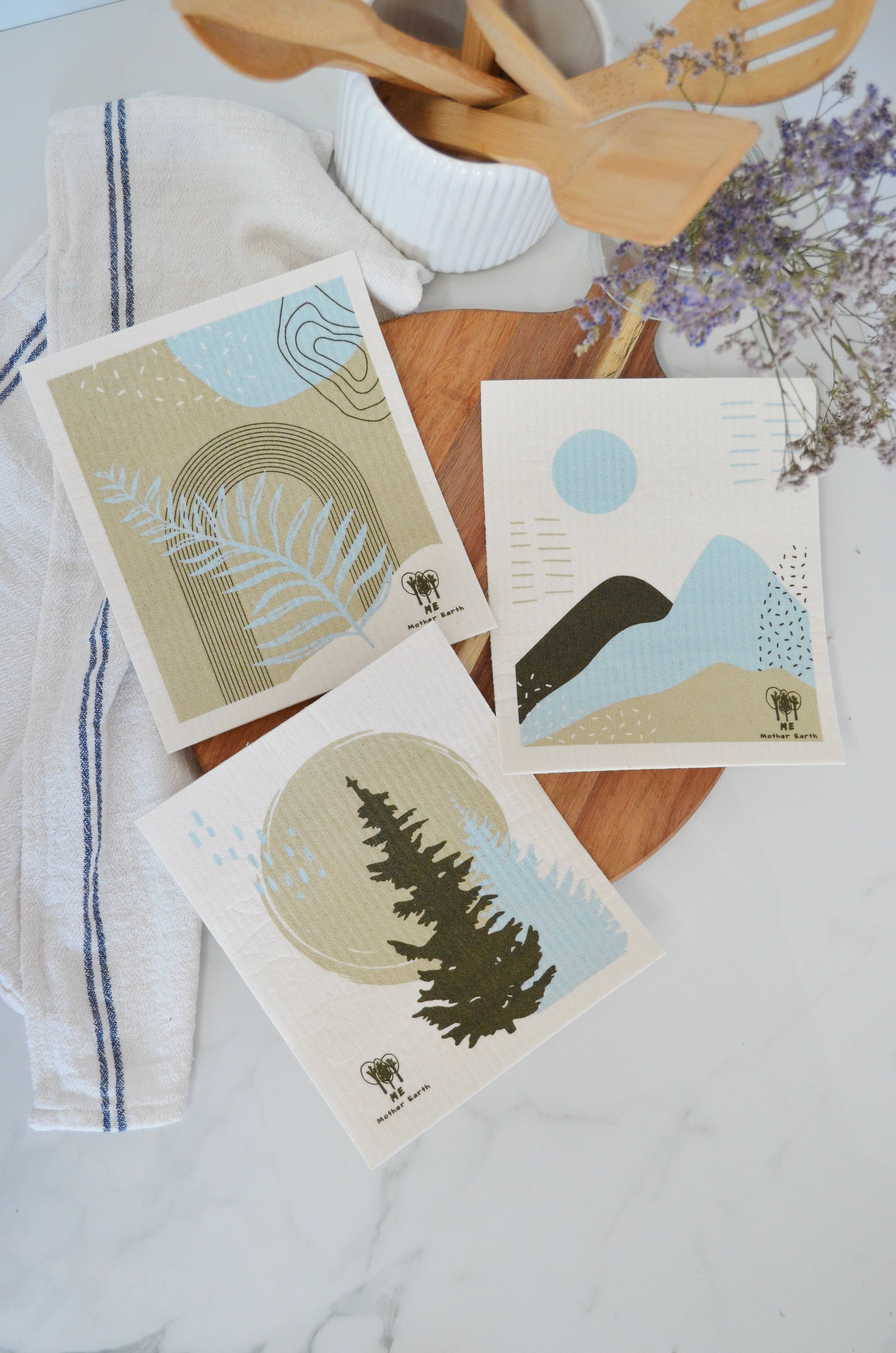 Me Mother Earth - 3-pack Swedish Dish Cloths: Forest