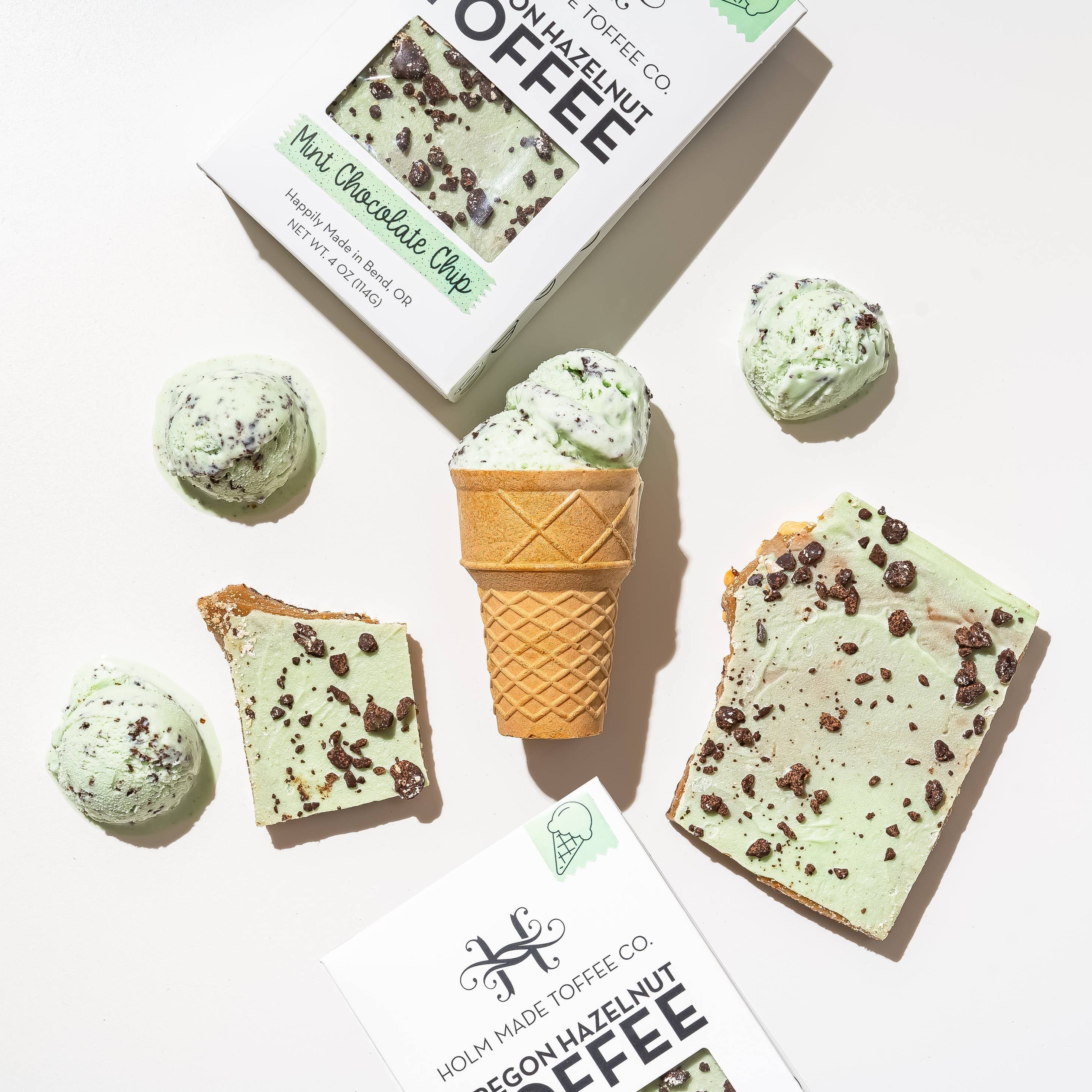 Holm Made Toffee Co. - Mint Chocolate Chip - Oregon Hazelnut Toffee *Scoop Series*