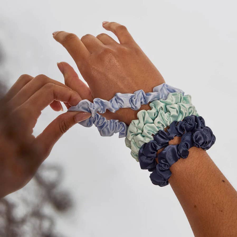 KITSCH - Ruched Satin Scrunchies 5pc Set - Garden Bouquet