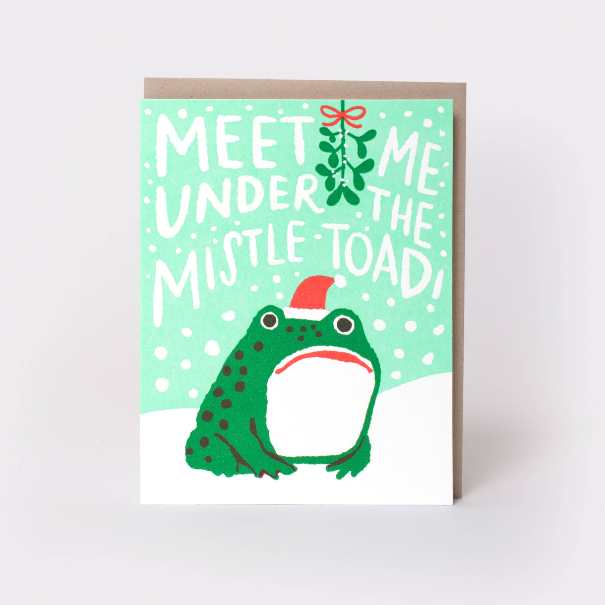 Egg Press Manufacturing - Mistletoad Frog Letterpress Greeting Card