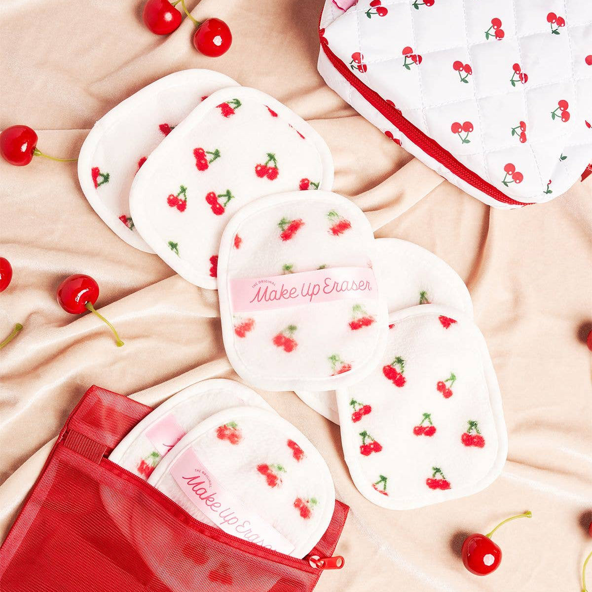 The Original MakeUp Eraser - 7-Day Set & Makeup Bag Gift Set - Cherry Crush
