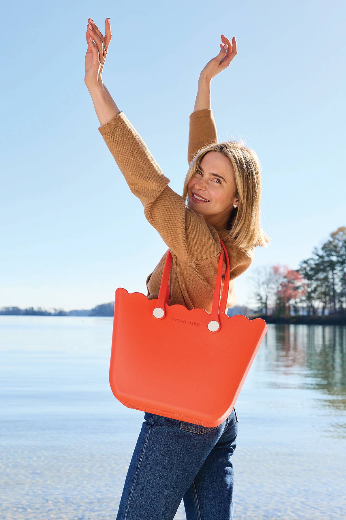 Jen & Co. - Rose Scalloped Versa Tote - Coral Pink