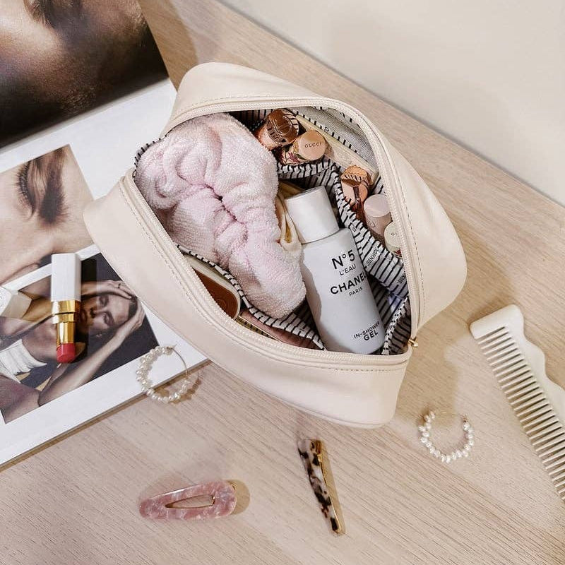 Louenhide - Lacey Quilted Makeup Bag  - Vanilla