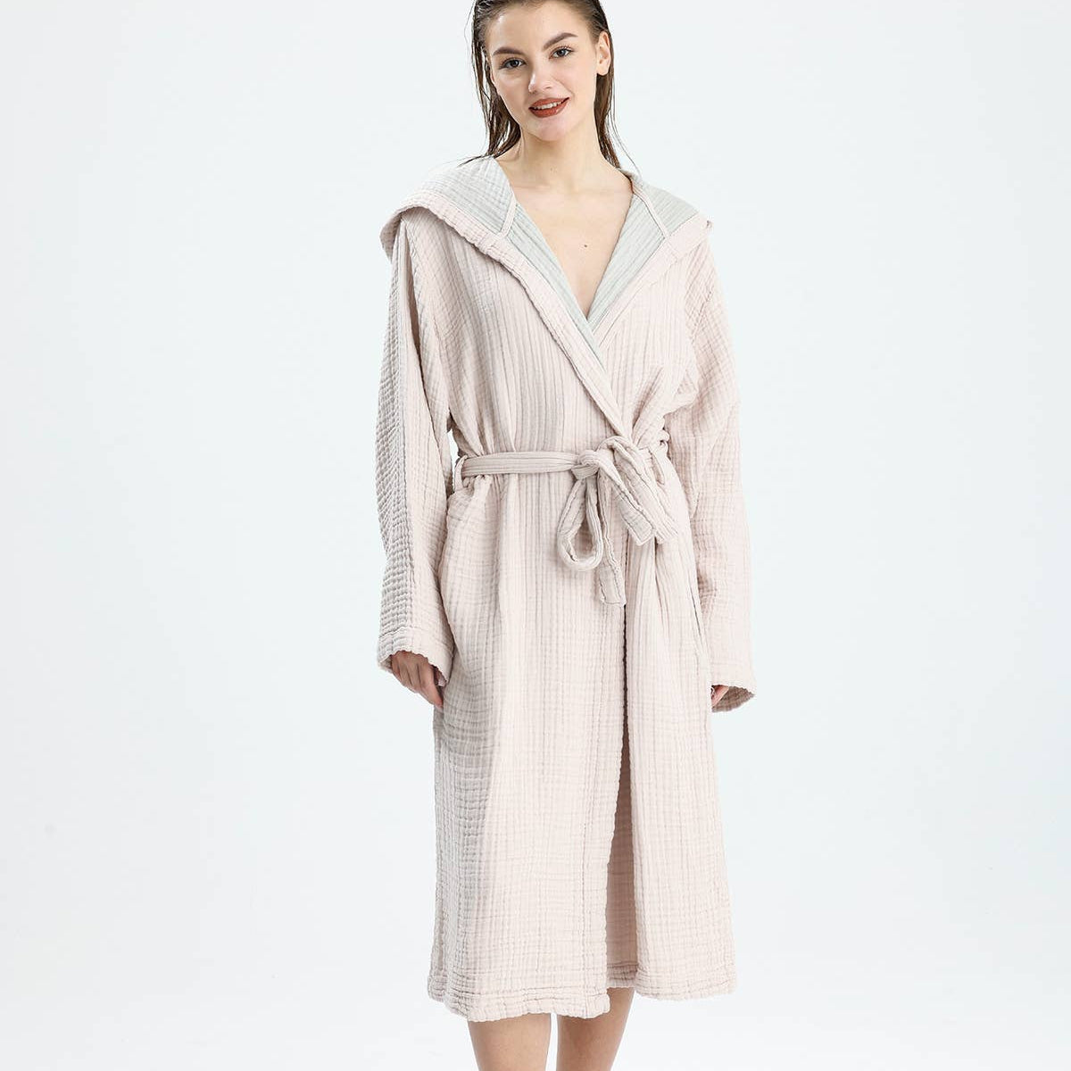 Kalkedon Towels - Organic Muslin Cotton Lightweight Robe - Pink