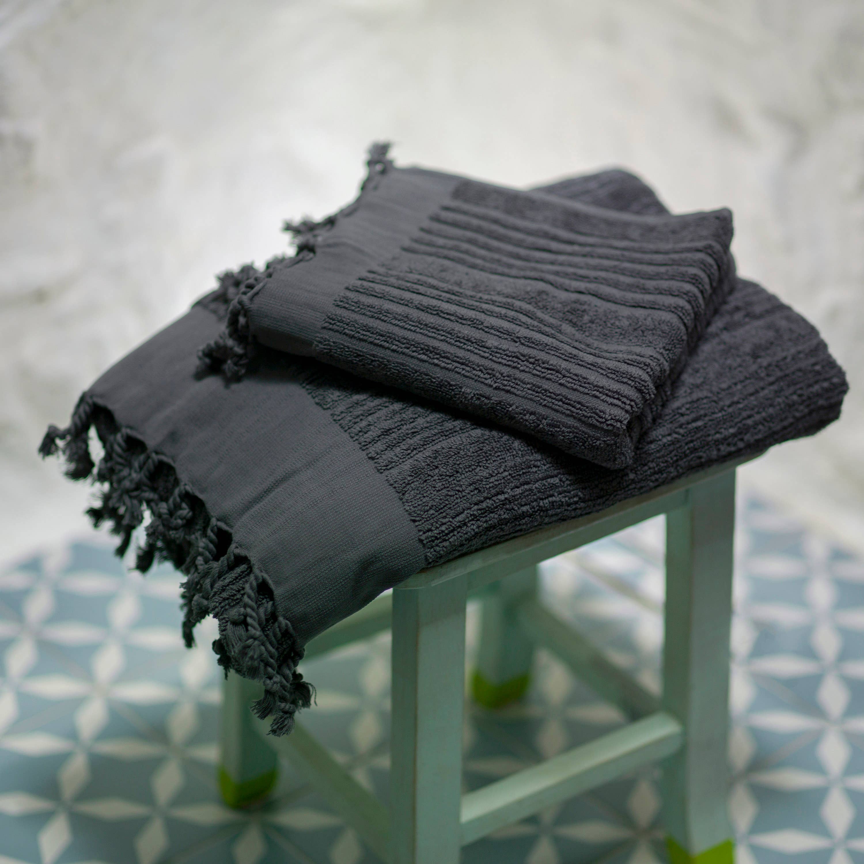 loom.ist - Ottoman Terry Bath Towel: Dark Grey