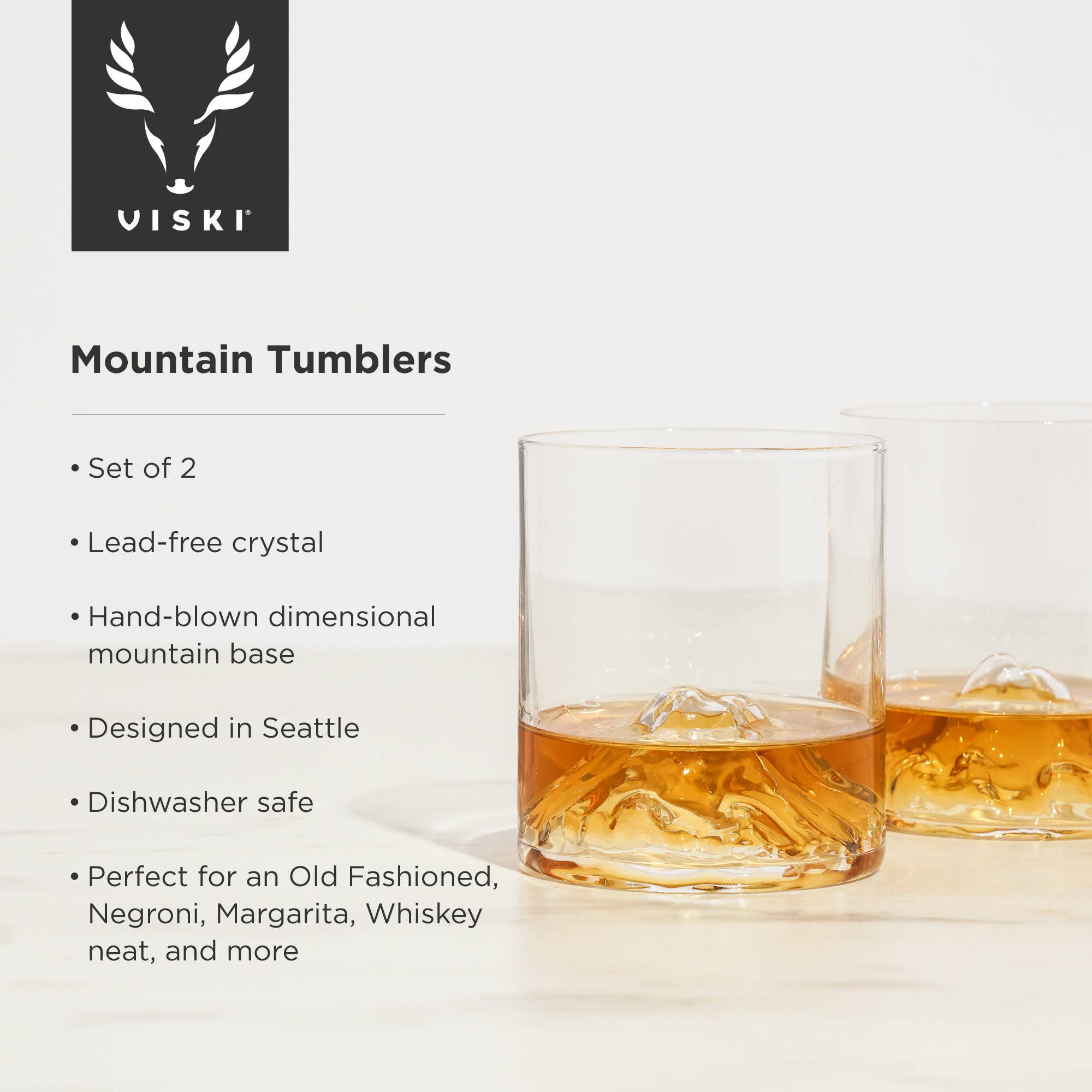 Viski - Pacific Northwest Mountain Themed Crystal Tumblers Set of 2