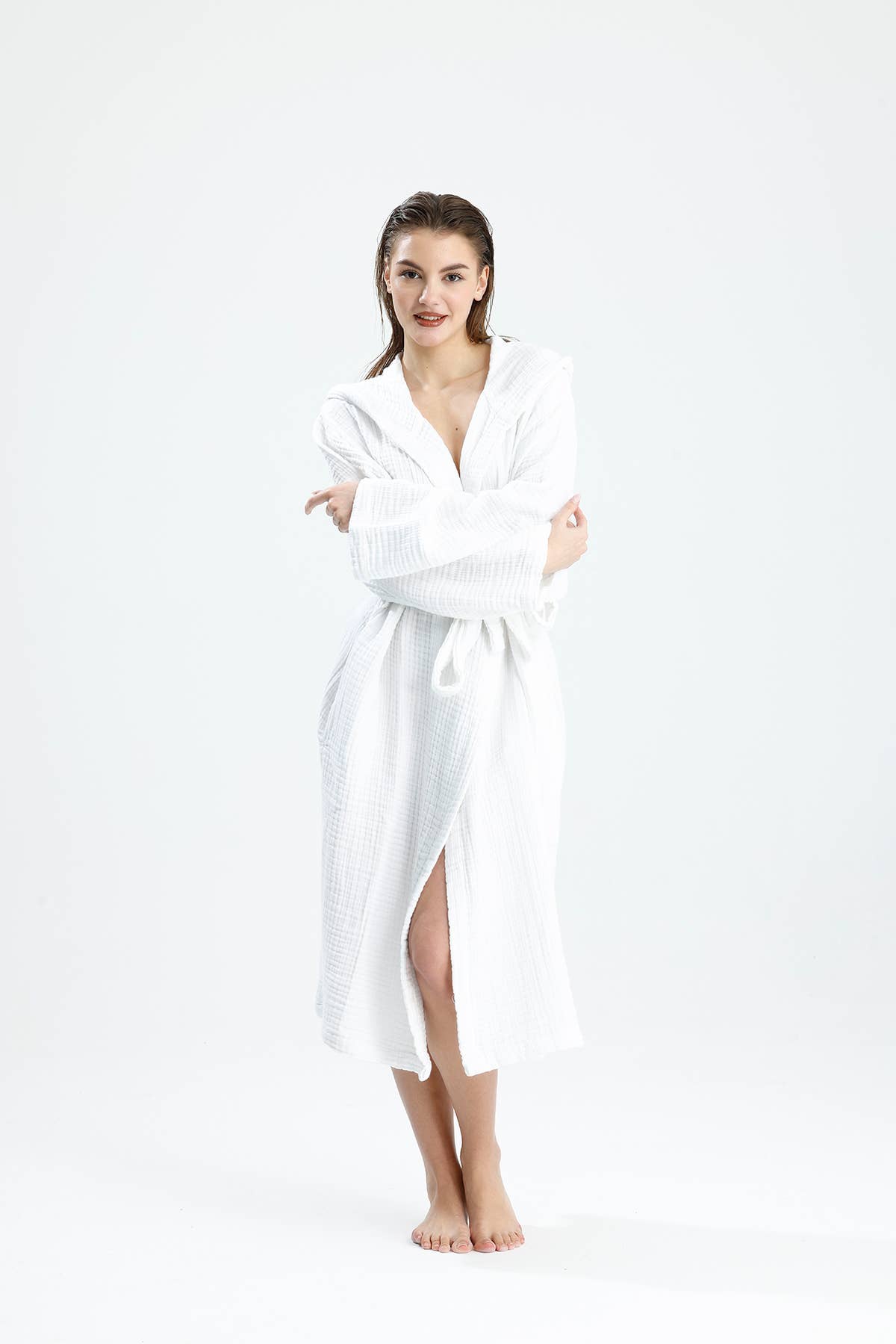 Kalkedon Towels - Organic Muslin Cotton Lightweight Robe - White