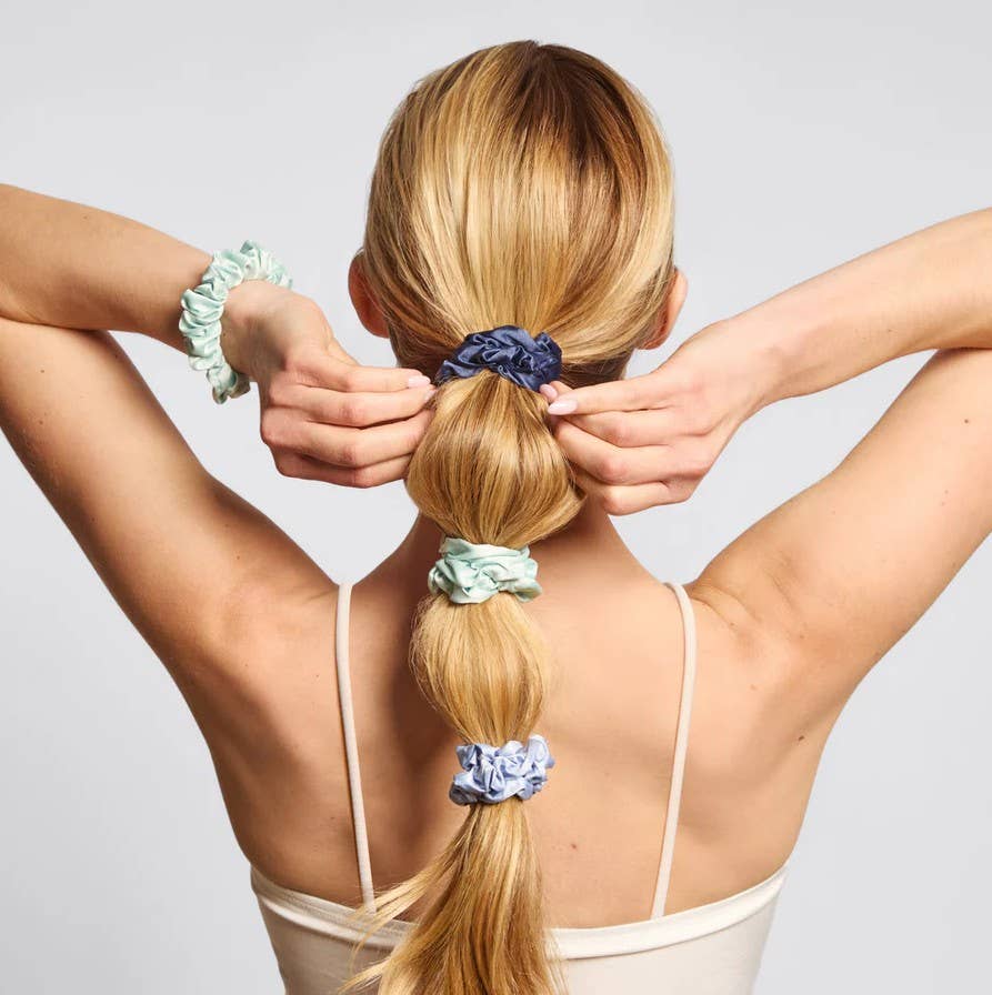 KITSCH - Ruched Satin Scrunchies 5pc Set - Garden Bouquet