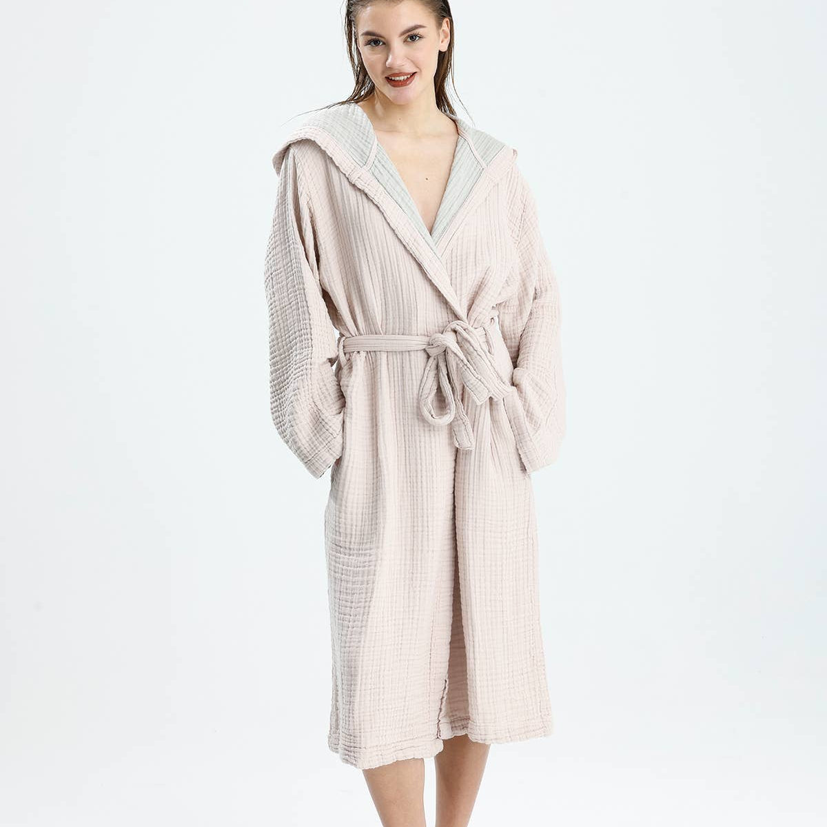 Kalkedon Towels - Organic Muslin Cotton Lightweight Robe - Pink