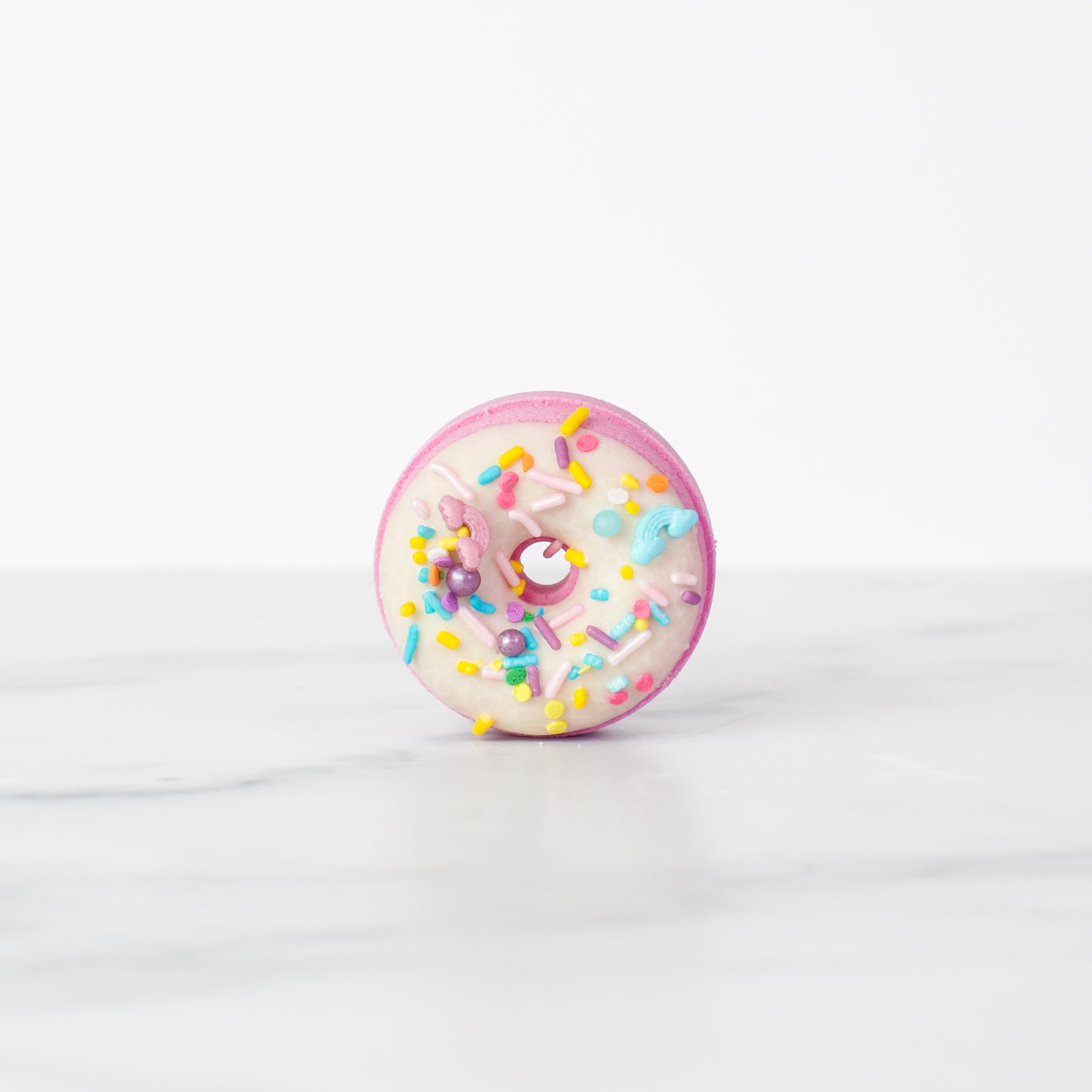 Happy Hour bath bomb by Mad Sass Soap Co - mini donut-shaped hydrating luxury bath bomb with festive sprinkles, ideal for enriching bath rituals.