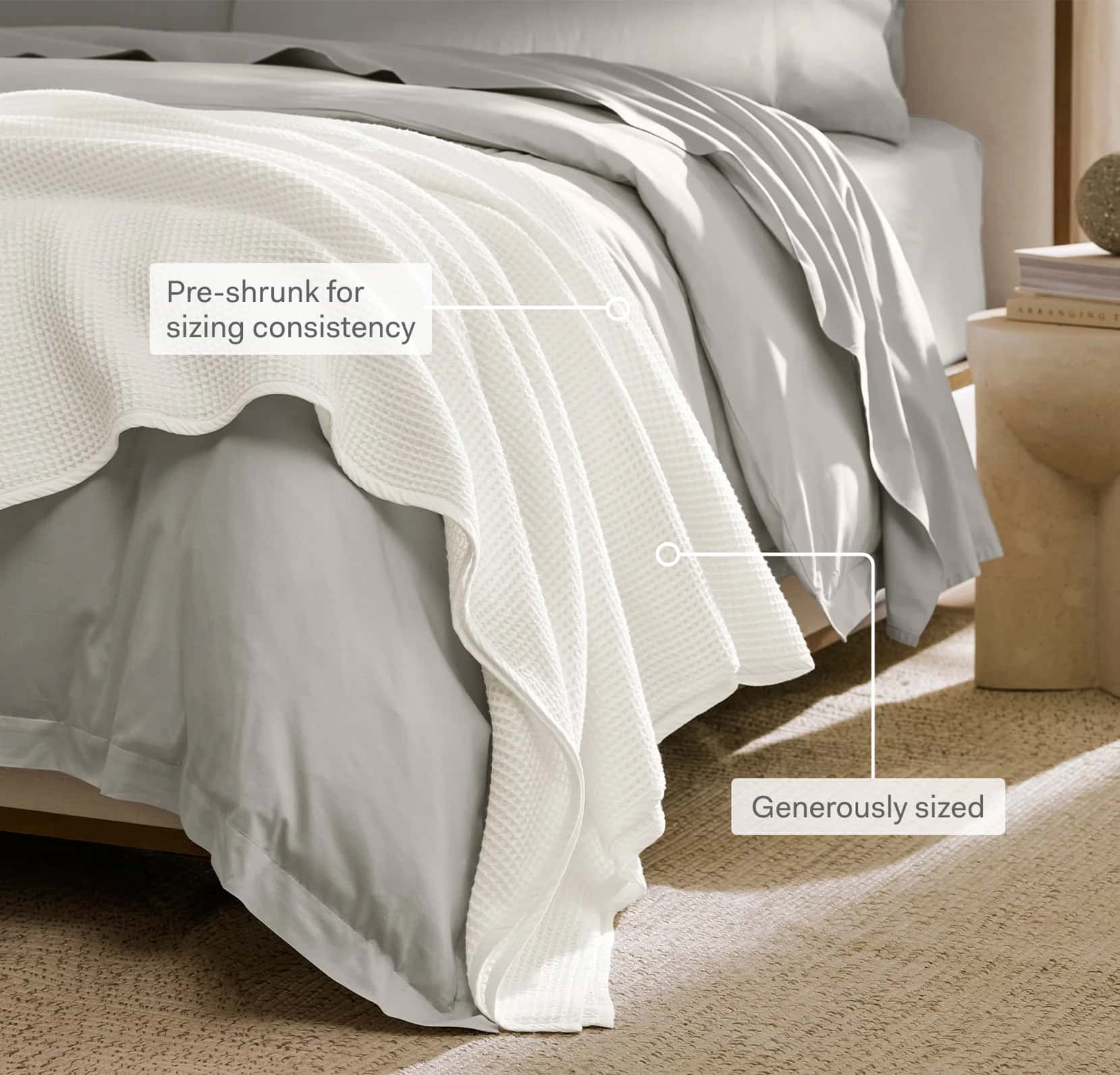Boll & Branch - Waffle Bed Blanket - Mineral (Pre-Order)