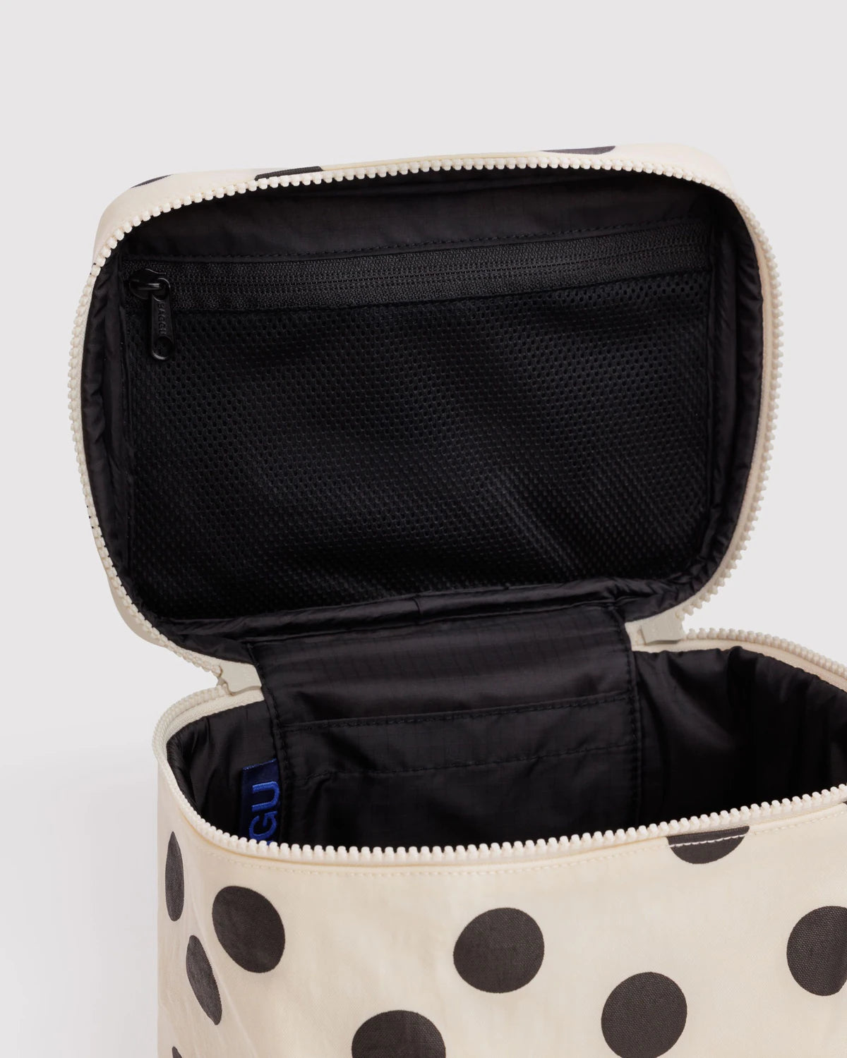 Baggu - Large Cosmetic Case - Cream and Black Polka Dot