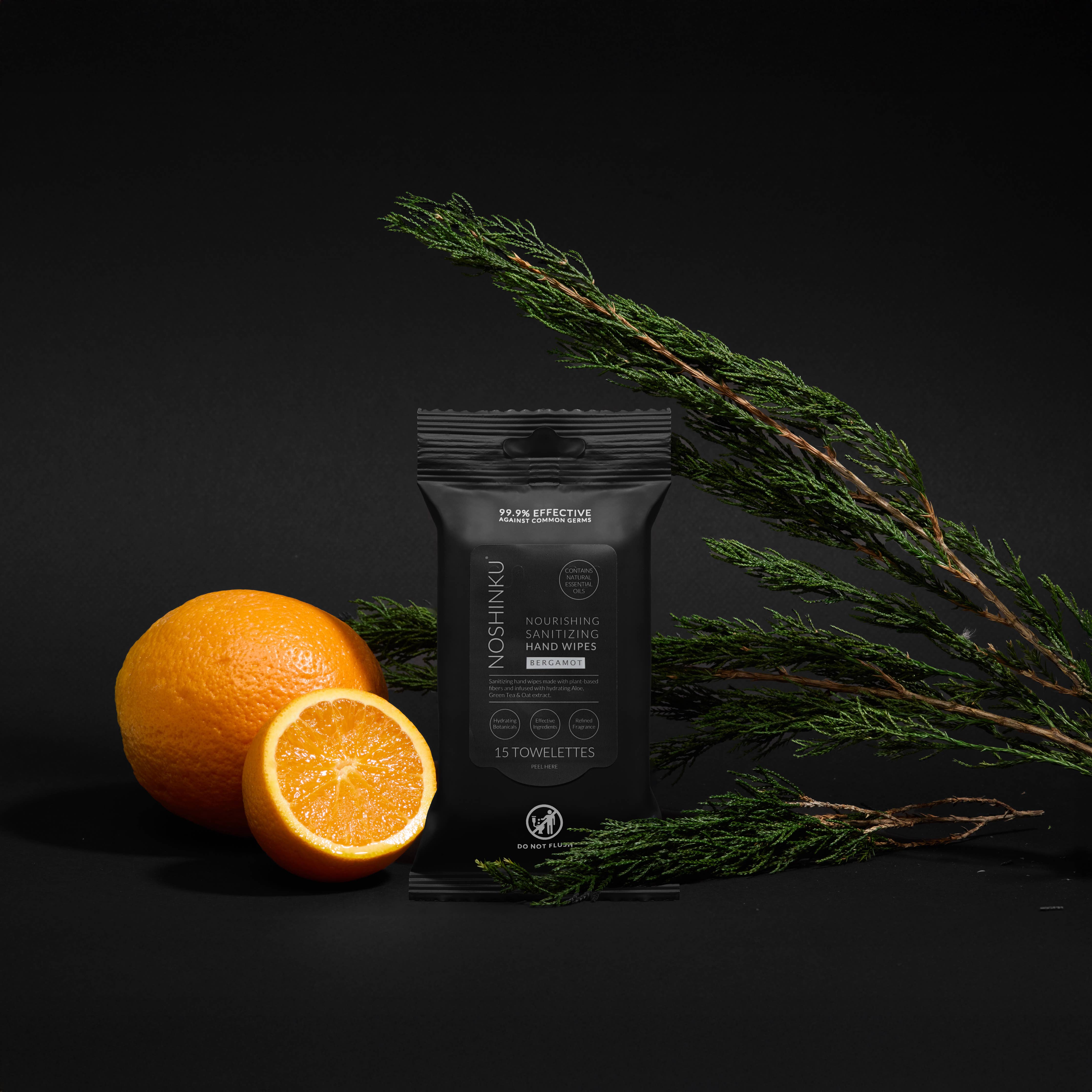 Noshinku - Bergamot Nourishing & Sanitizing Travel Wipes
