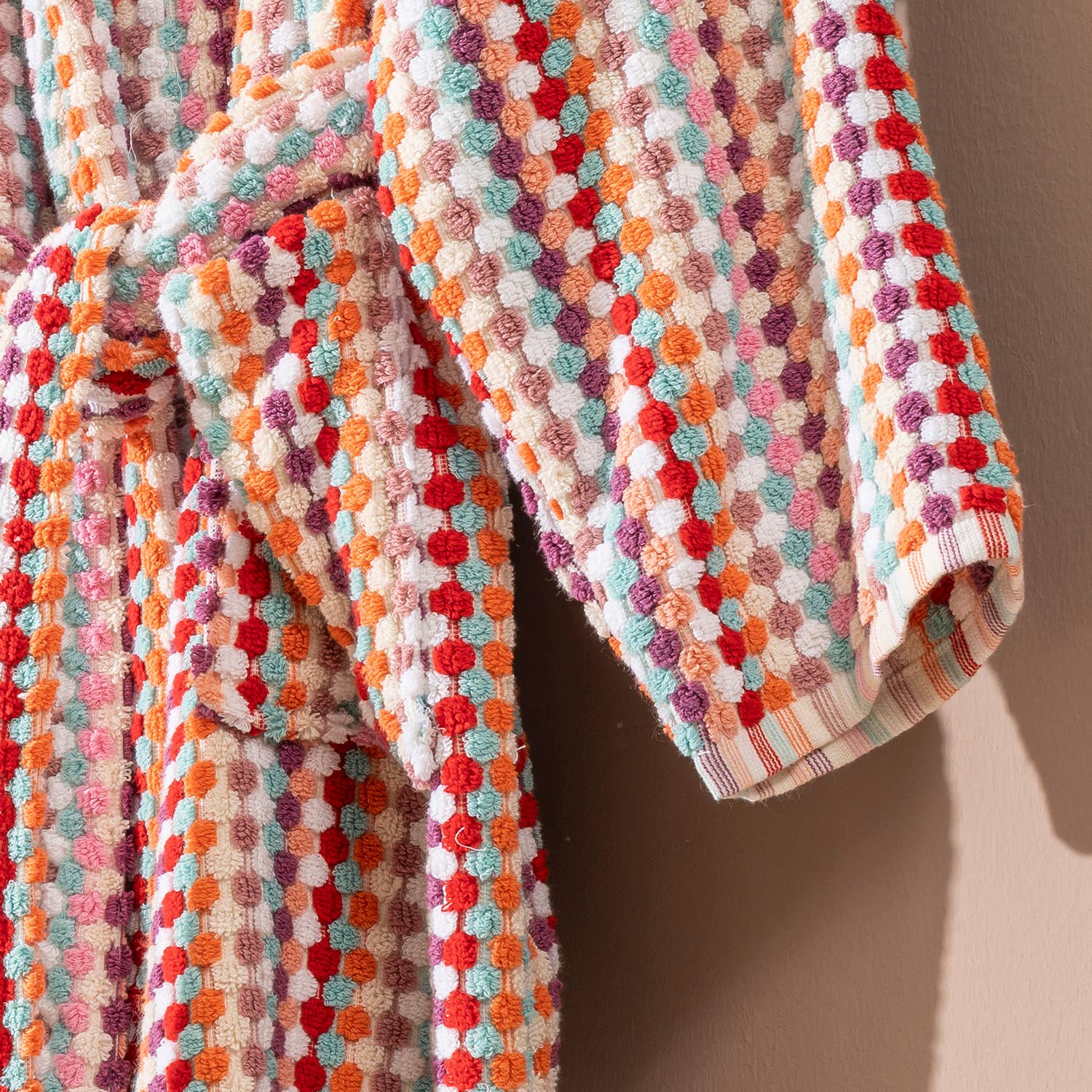 Kikoya - Pompom Bubble Turkish Cotton Bathrobe: L-XL (Multi-Pinky)