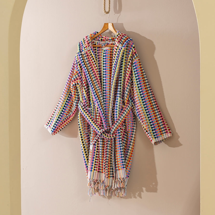 Kikoya - Pompom Bubble Turkish Cotton Bathrobe (Multi-Colored)