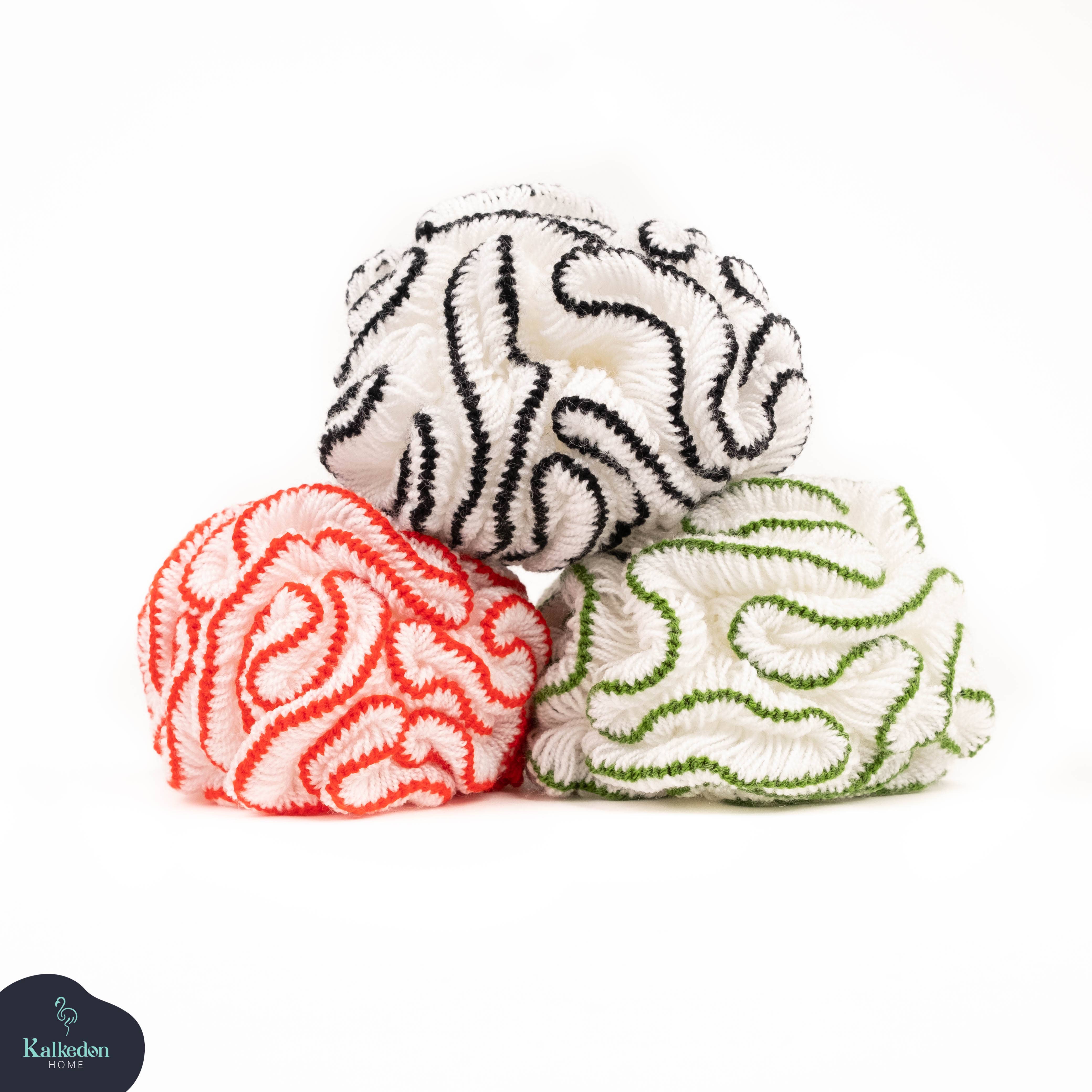 Kalkedon Towels - Organic Cotton Shower Pouf | Exfoliating Body Loofah: Dark Green