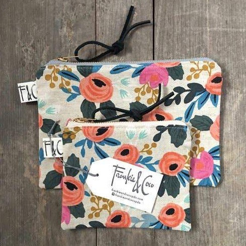 Frankie & Coco PDX - Pacific Zipper Pouch In Coral Floral Canvas