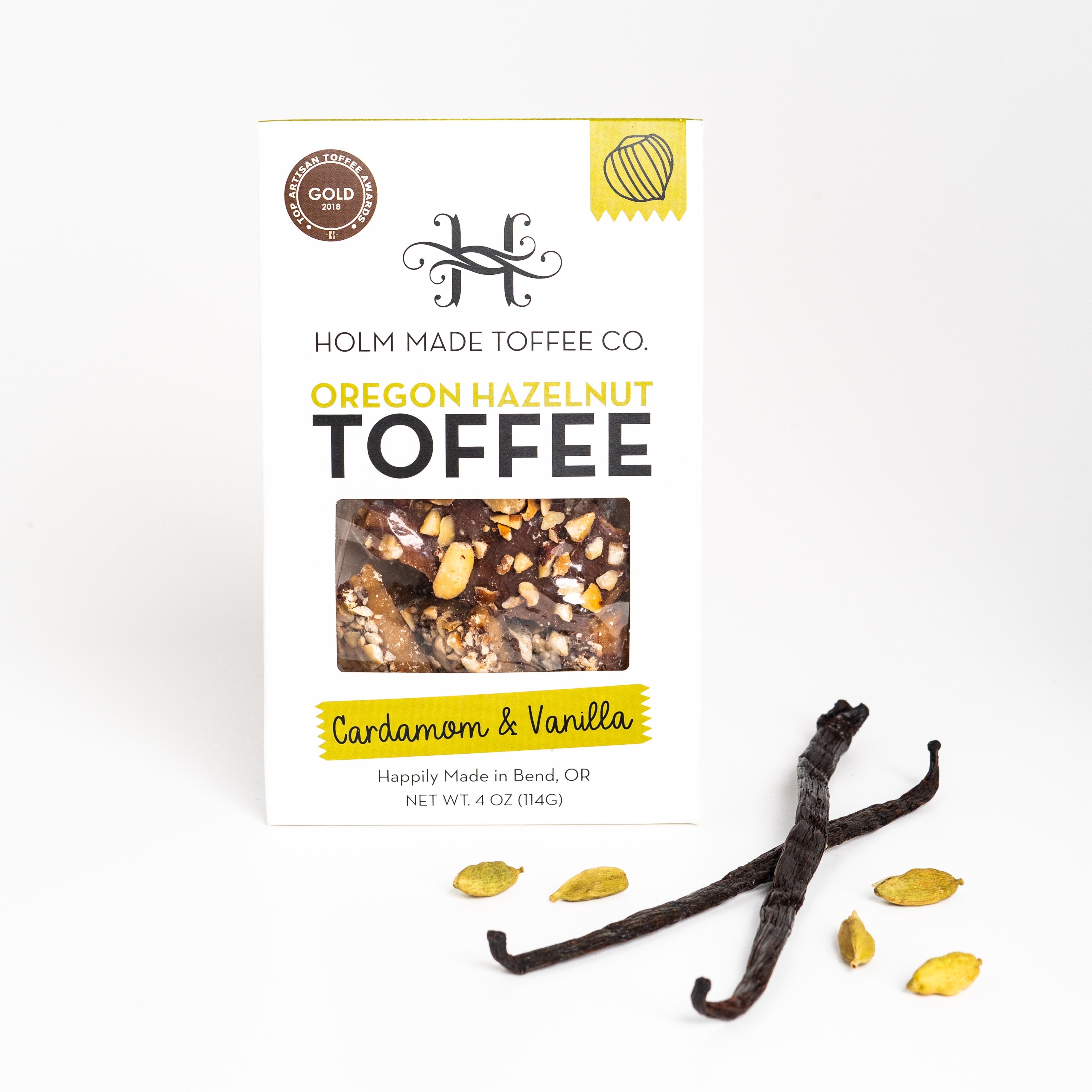 Holm Made Toffee Co. - Cardamom And Vanilla - Oregon Hazelnut Toffee