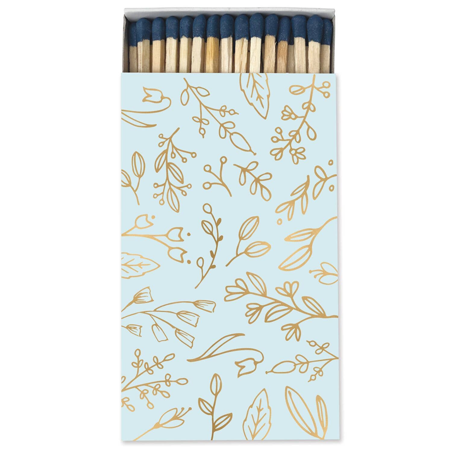 Frankie & Claude – Large Match Box: Pastel Blue & Gold Foil Floral