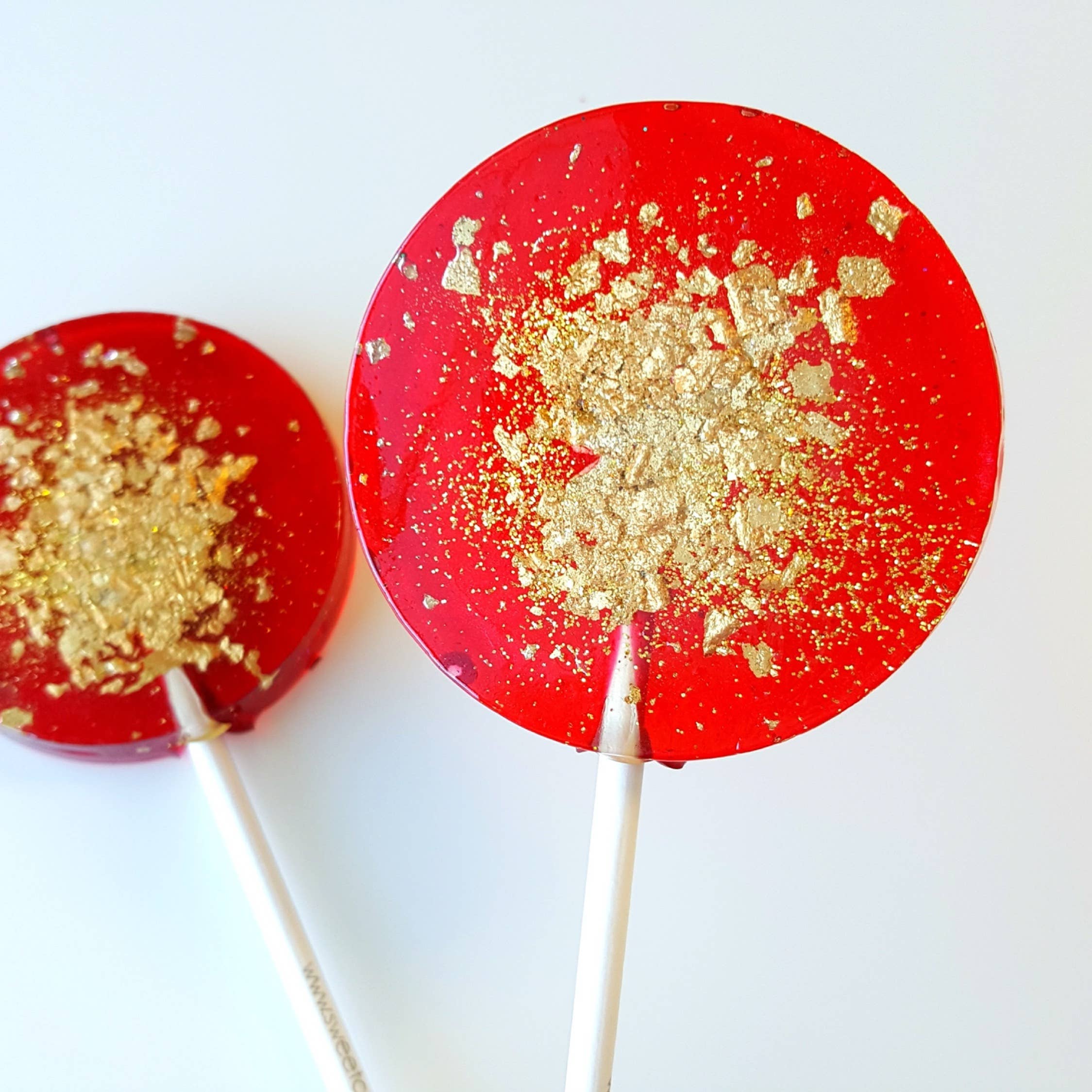 Sweet Caroline Confections - Red & Gold Lollipops, Passion Fruit