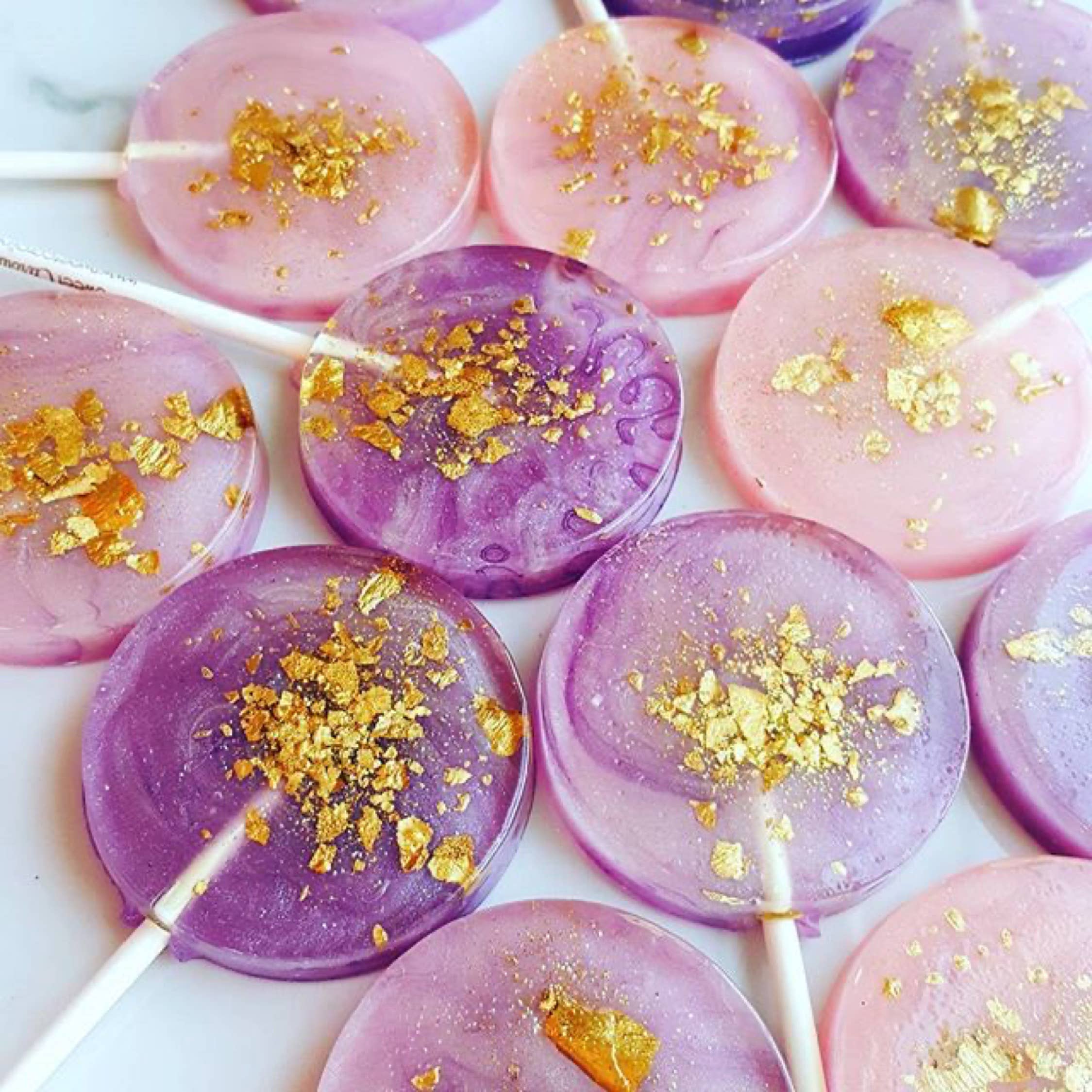 Sweet Caroline Confections - Purple & Pink Watercolor Lollipops, Passion Fruit