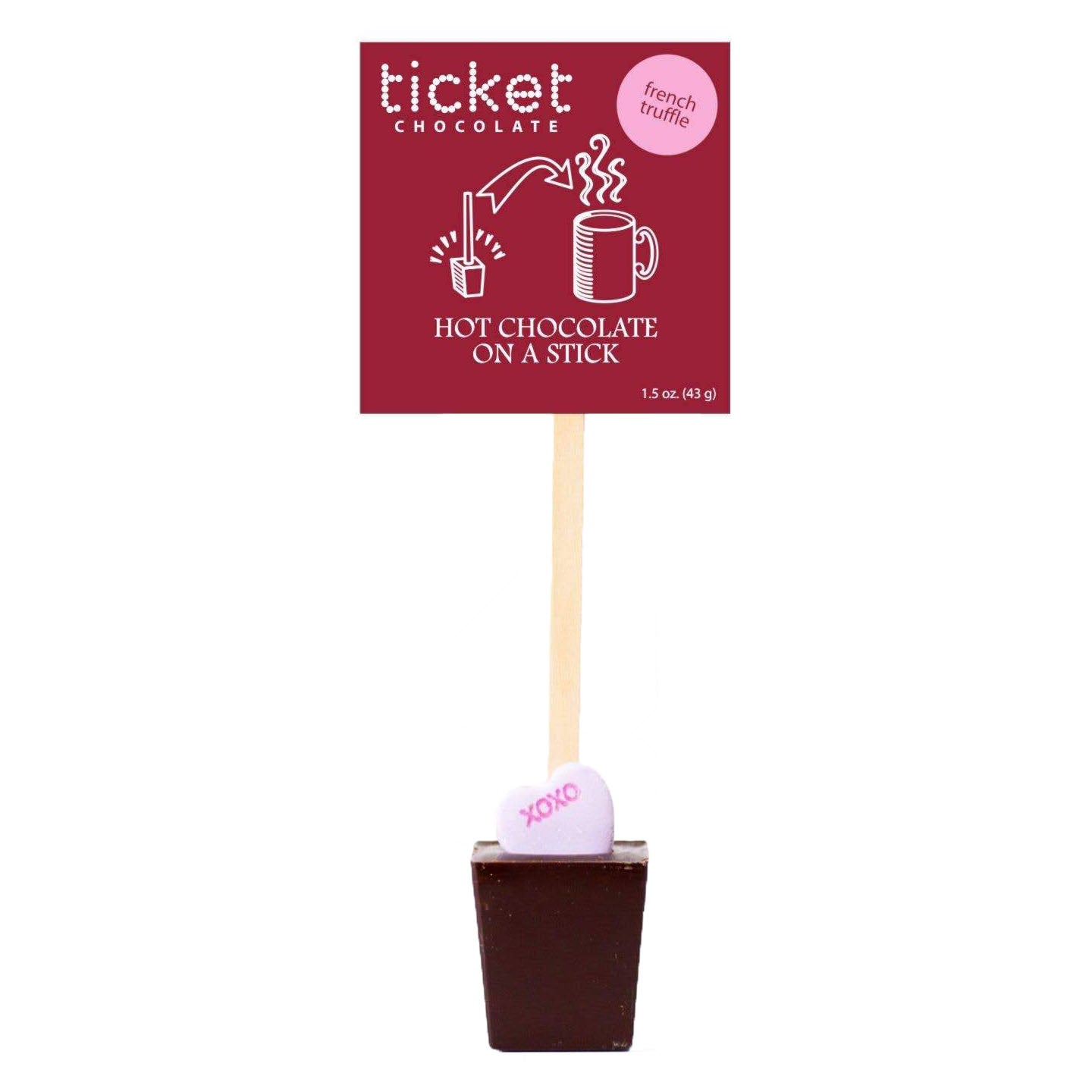 Ticket Chocolate - Hot Chocolate on a Stick (French Truffle) - Valentine Singles