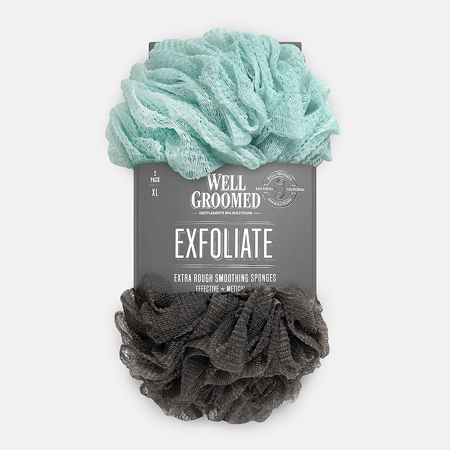 Bath Accessories Company - Marine Mist/Charcoal Exfoliating 2-pack Sponges